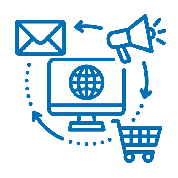 illustration depicting integrated digital marketing strategy